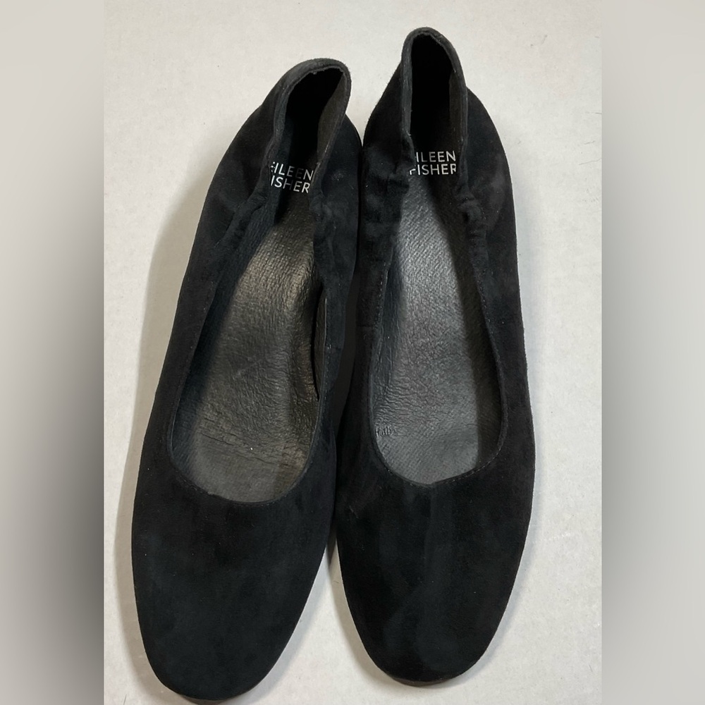 Eileen Fisher Black Suede low block heels slip on size 9.5 Winn